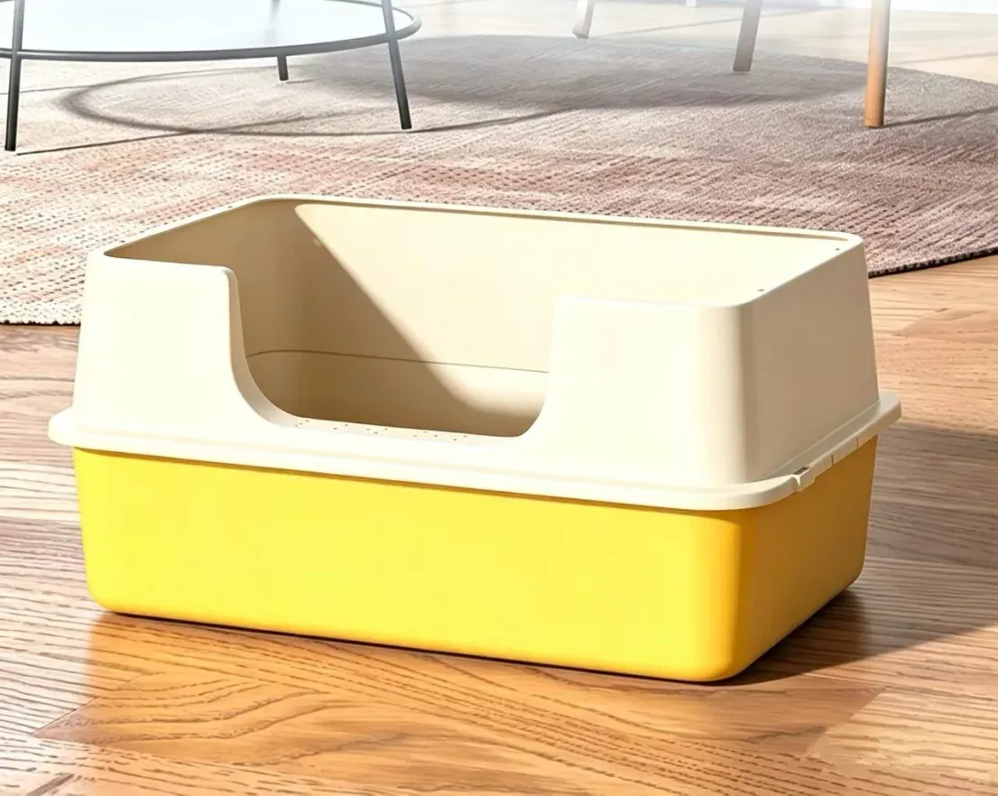 Square Side-Entry Semi-Enclosed Litter Box wholesale pet product from Lanshine Pet