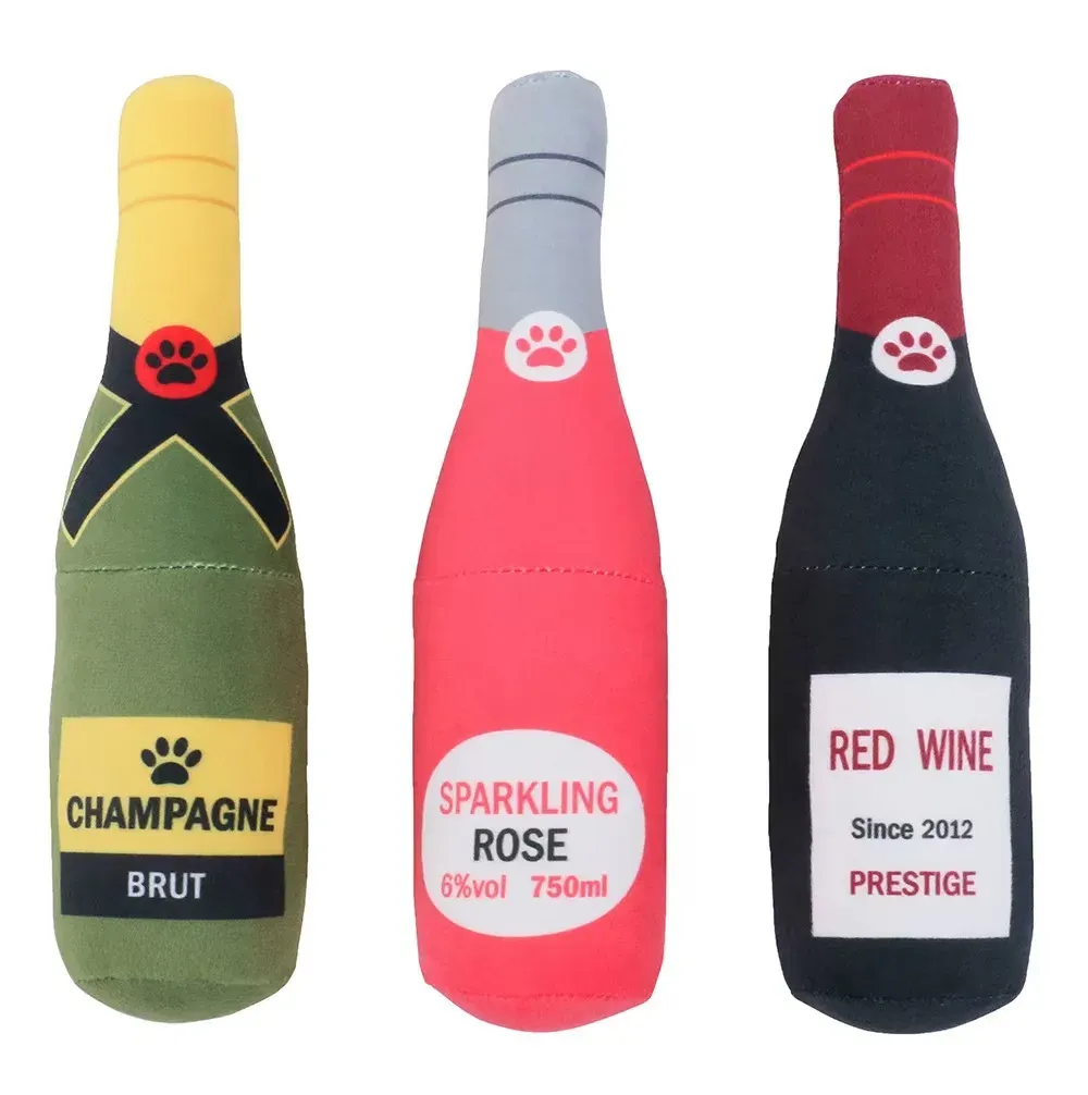 Wine Bottle Squeaky Plush Toys (3 Pack) wholesale from Lanshine Pet