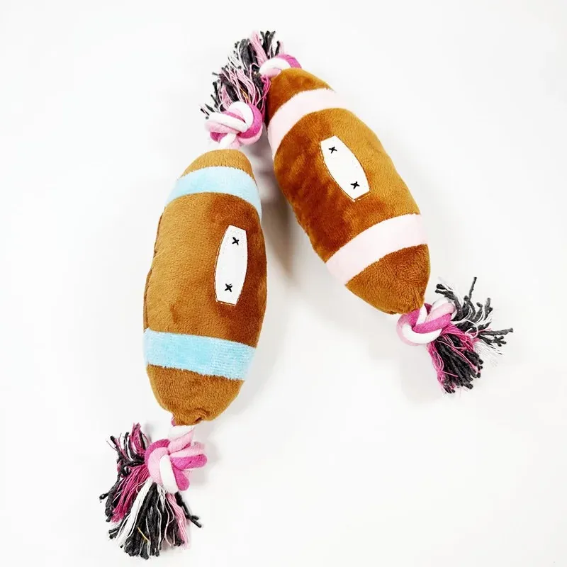 Rope Football Plush Dog Toy wholesale from Lanshine Pet
