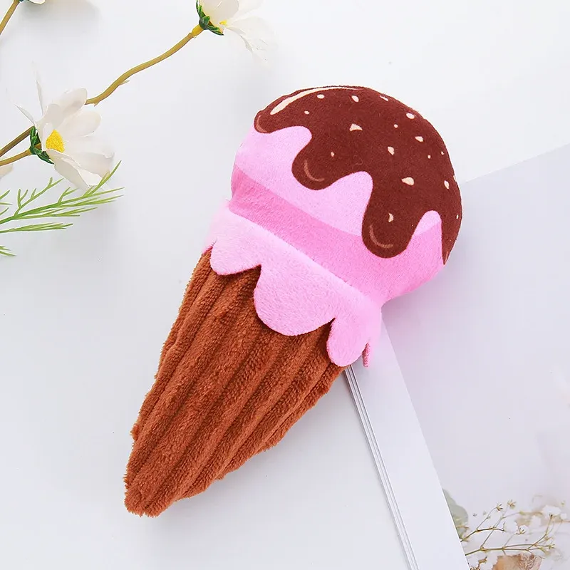 Printed Ice Cream Cone Plush Dog Toy - photo 4