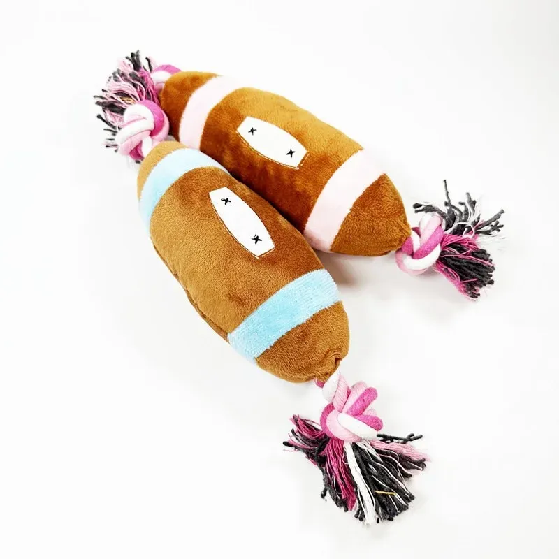 Rope Football Plush Dog Toy - photo 1