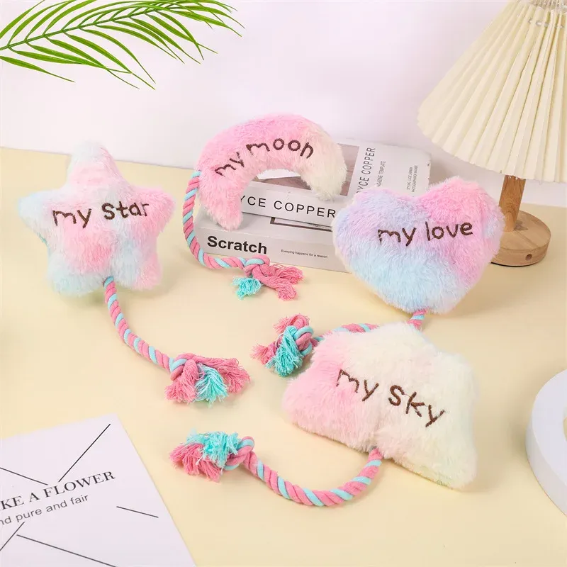 Rainbow Fur Rope Dog Toys (4 Designs) wholesale from Lanshine Pet