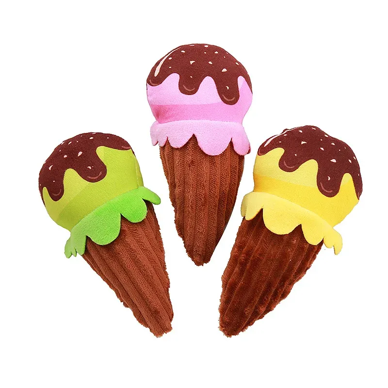 Printed Ice Cream Cone Plush Dog Toy - photo 2