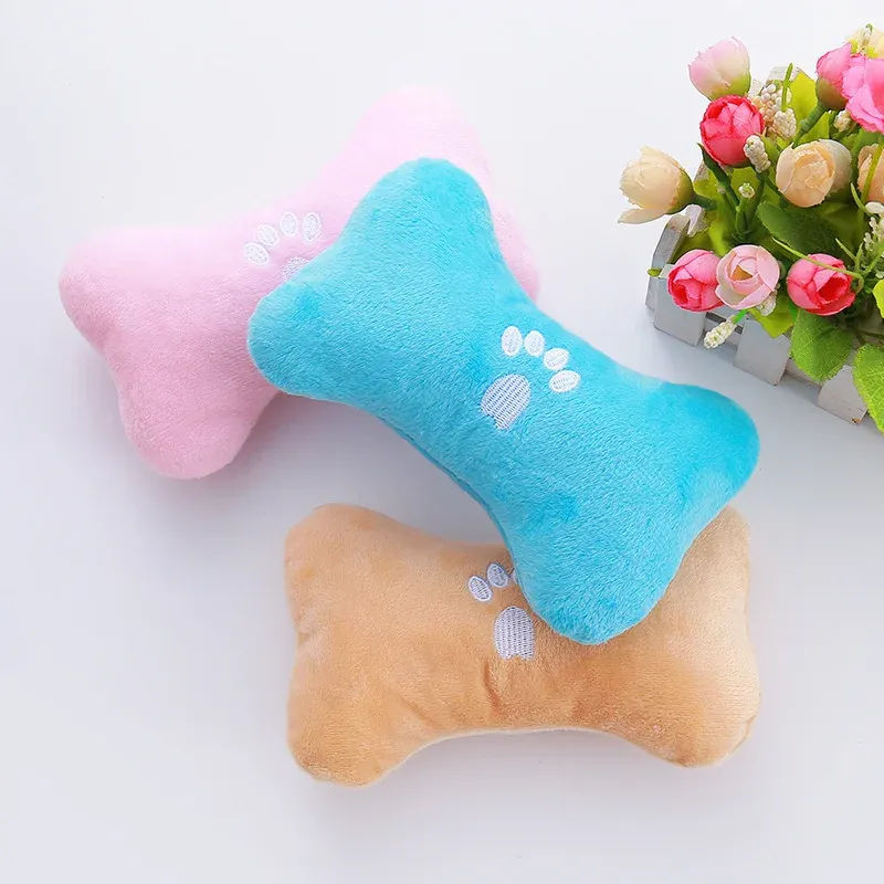 Paw Print Bone Plush Dog Toy - photo 2
