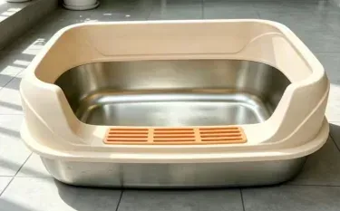 Oval Semi-Enclosed Litter Box – Stainless Steel - photo 3