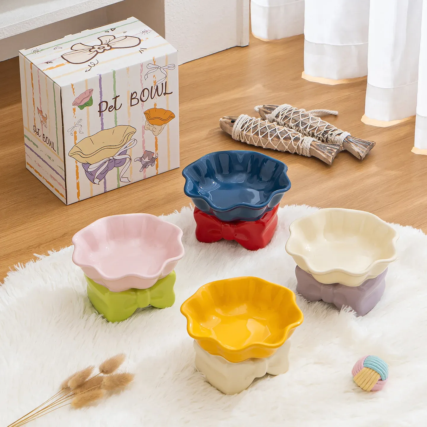 Bow-Knot Ceramic Pet Bowl wholesale from Lanshine Pet