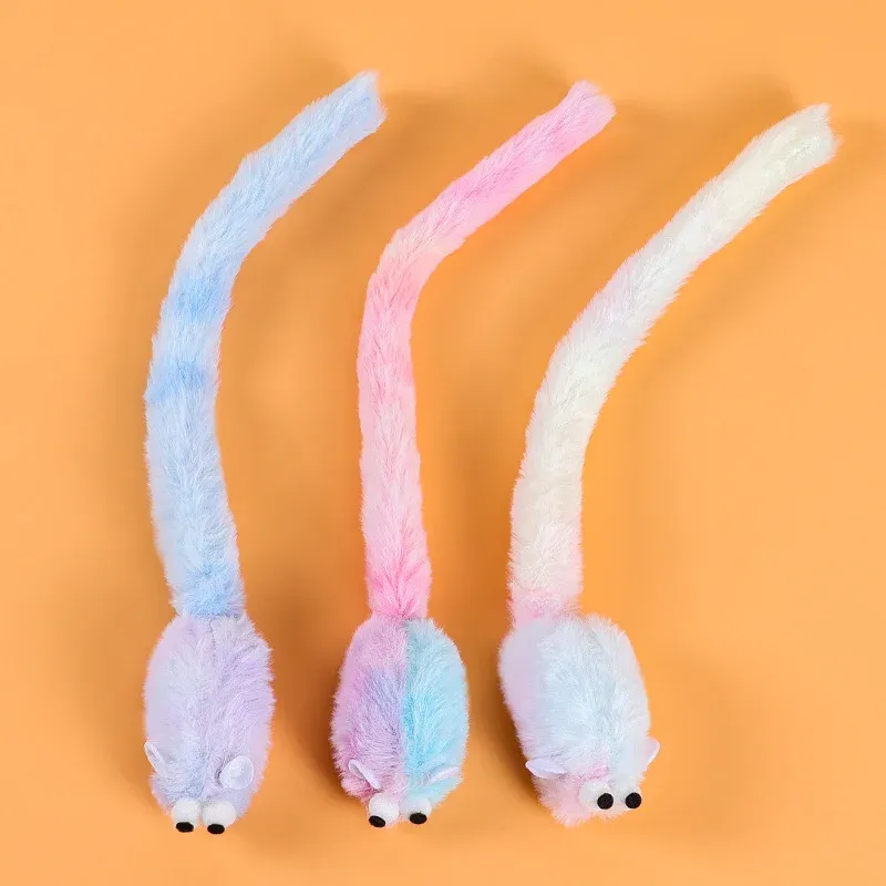 Rabbit-Fur Print Long-Tail Mouse Cat Toy - photo 2