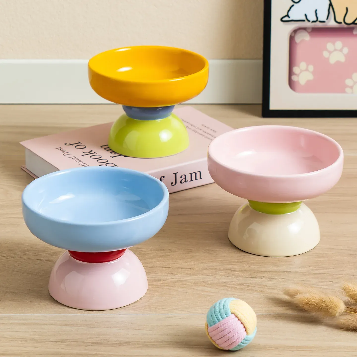 Macaron Color-Block Ceramic Bowl wholesale from Lanshine Pet