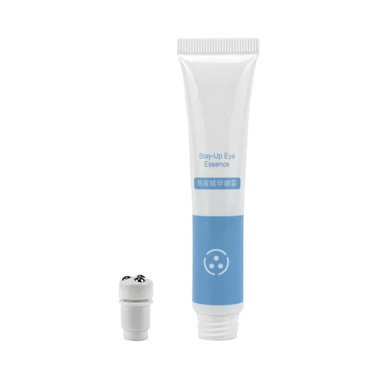 15ML Blue & White Plastic Eye Cream Tube With Massage Roller Ball Serum Cosmetic Gel