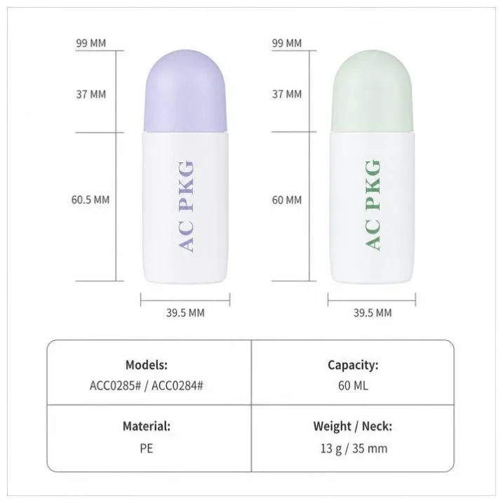 60ML Roll On Deodorant Bottle Packaging