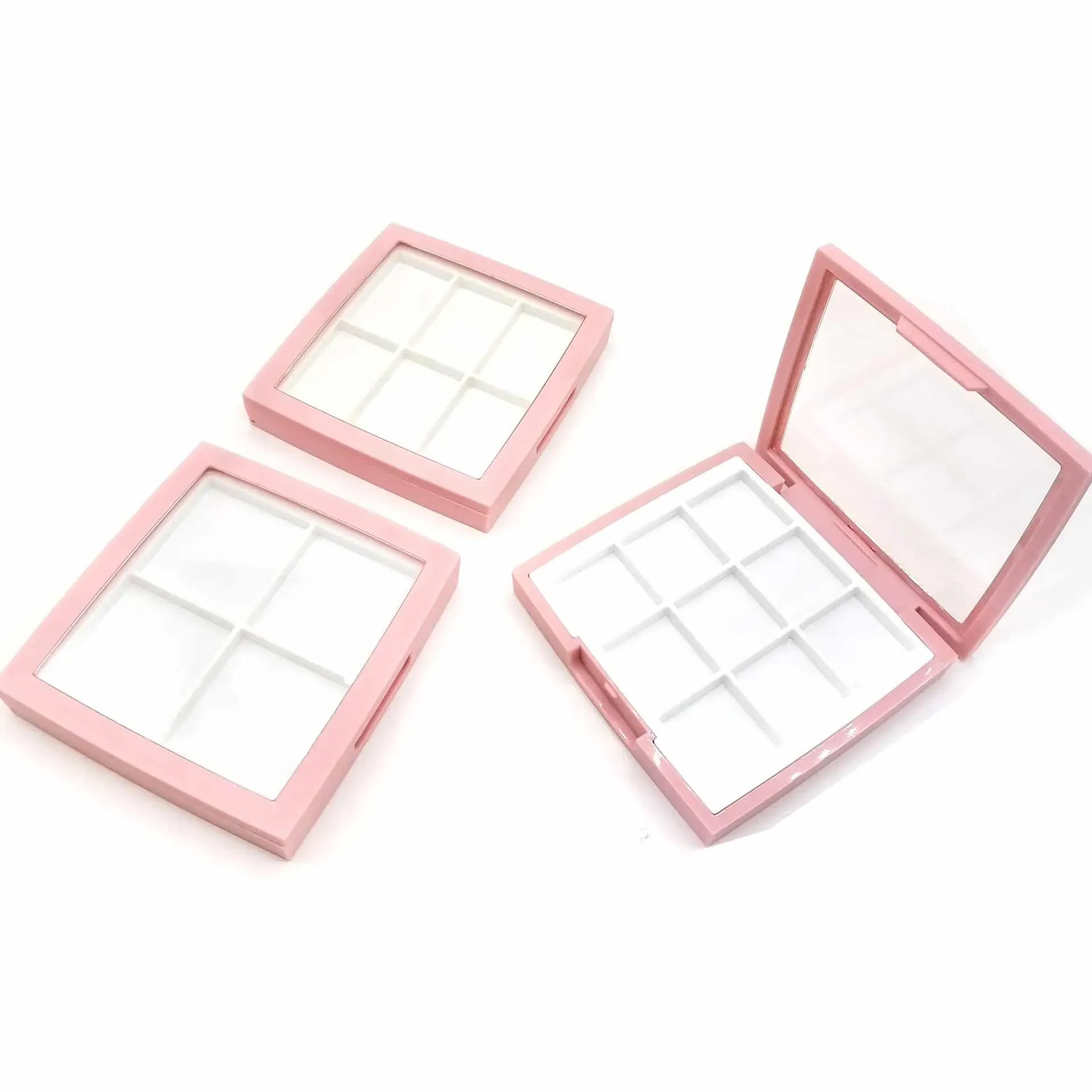 Quad Six Nine Compartment Pink Plastic Eyeshadow Palette Empty Makeup Palette Square