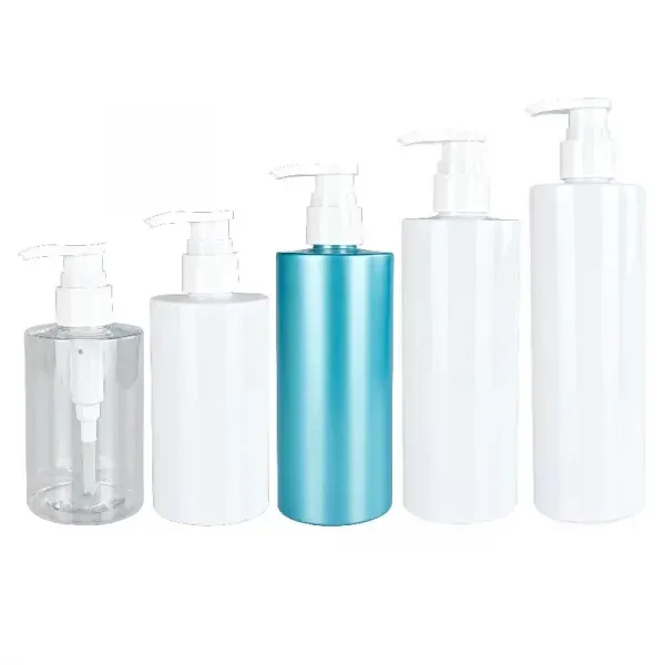 17OZ White Glossy PCR PET Cylindrical Lotion Pump Bottle For Shampoo