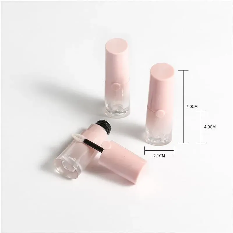 6ML Gradient Pink Plastic Lip Glaze Bottle Custom Logo Empty Lip Gloss Tube Transparent