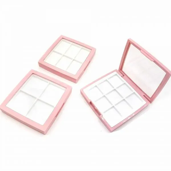 Quad Six Nine Compartment Pink Plastic Eyeshadow Palette Empty Makeup Palette Square