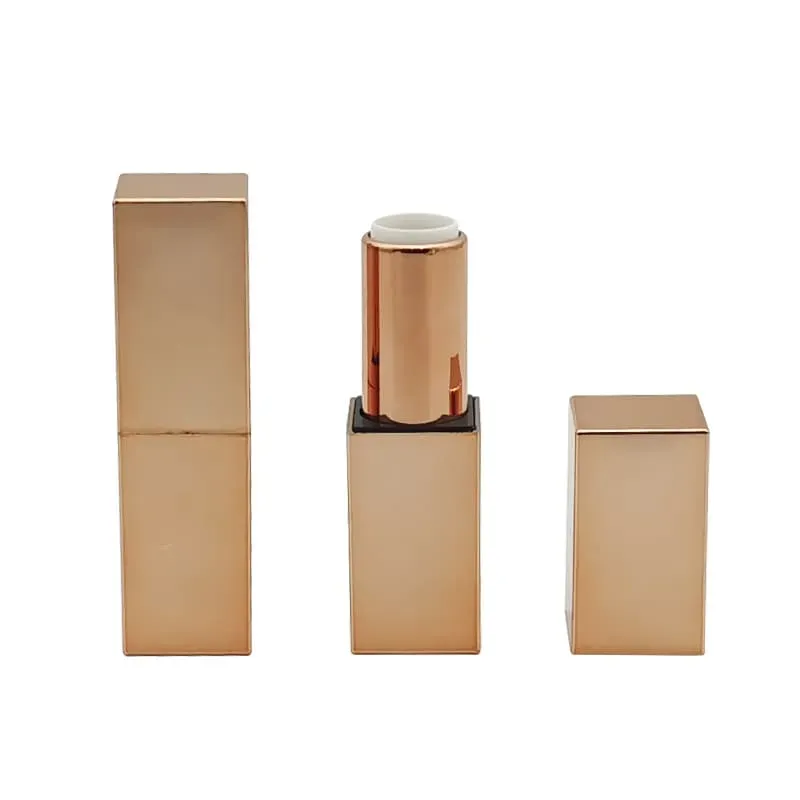 3 5G Gold Abs Unique Empty Lipstick Tube Container Square Lipstick Tube Magnetic