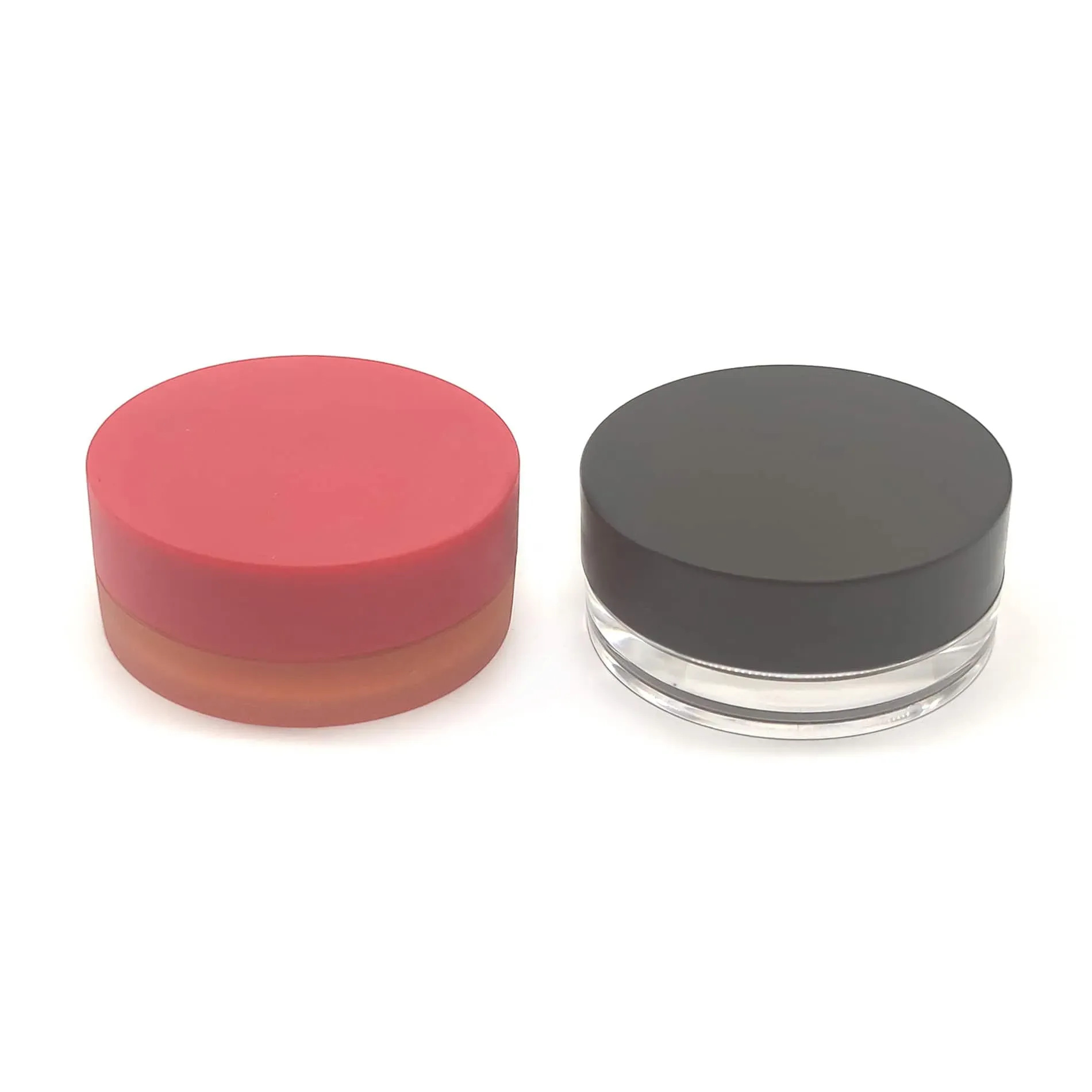 Logo Red Black Lid Plastic Cosmetic Case Round Lipstick Jar Highlighter Case Foundation