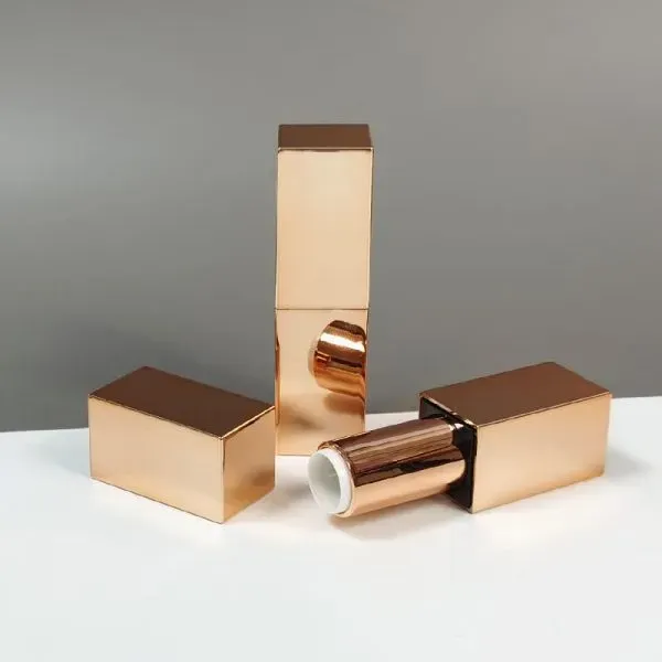 3 5G Gold Abs Unique Empty Lipstick Tube Container Square Lipstick Tube Magnetic