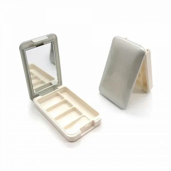 4 5G Silver Abs Eyeshadow Palette With Mirror & Brush Customized Rectangular Eyeshadow