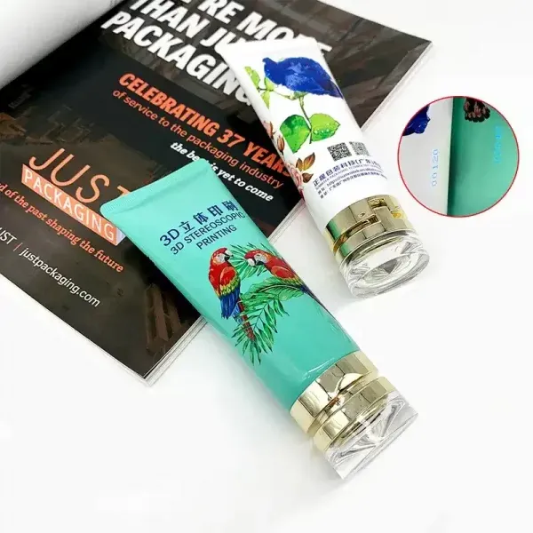 100ML White Green 3d Printed Plastic Hand Cream Lotion Tube Cosmetic Tube Packaging