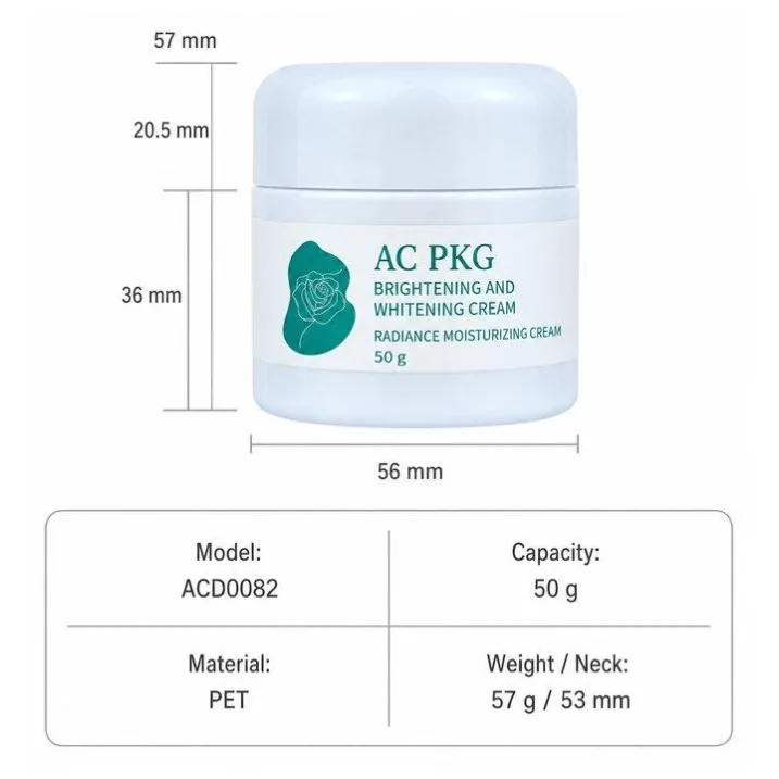 White 50G Square Cream Jar For Skincare