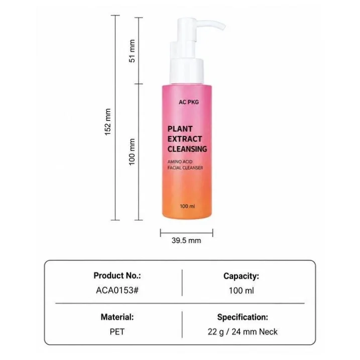 Pink Orange 100ML Cleansing Lotion Pump Bottle