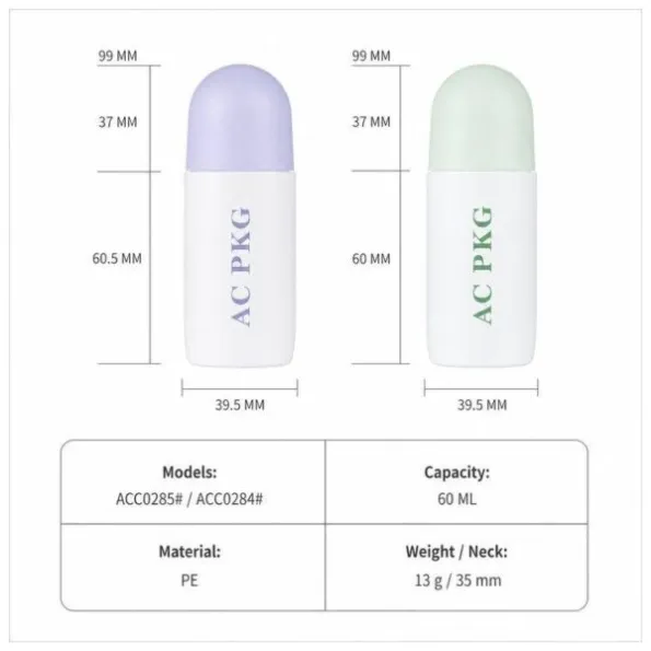 60ML Roll On Deodorant Bottle Packaging