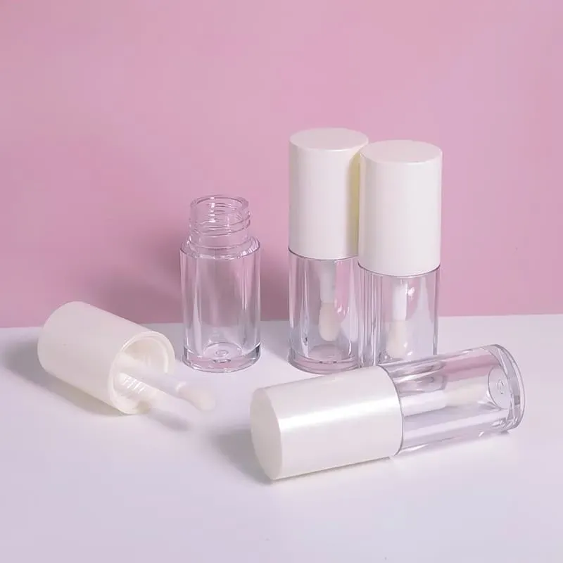 4ML Pearl White Abs Empty Lip Gloss Tubes Wholesale Round Lip Gloss Tubes Spoon Brush