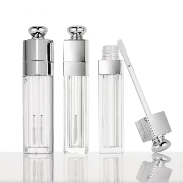 Makeup 3 5ML 8ML Transparent Lipstick Tubes Silver Luxury Lipgloss Tubes Square Lipgloss