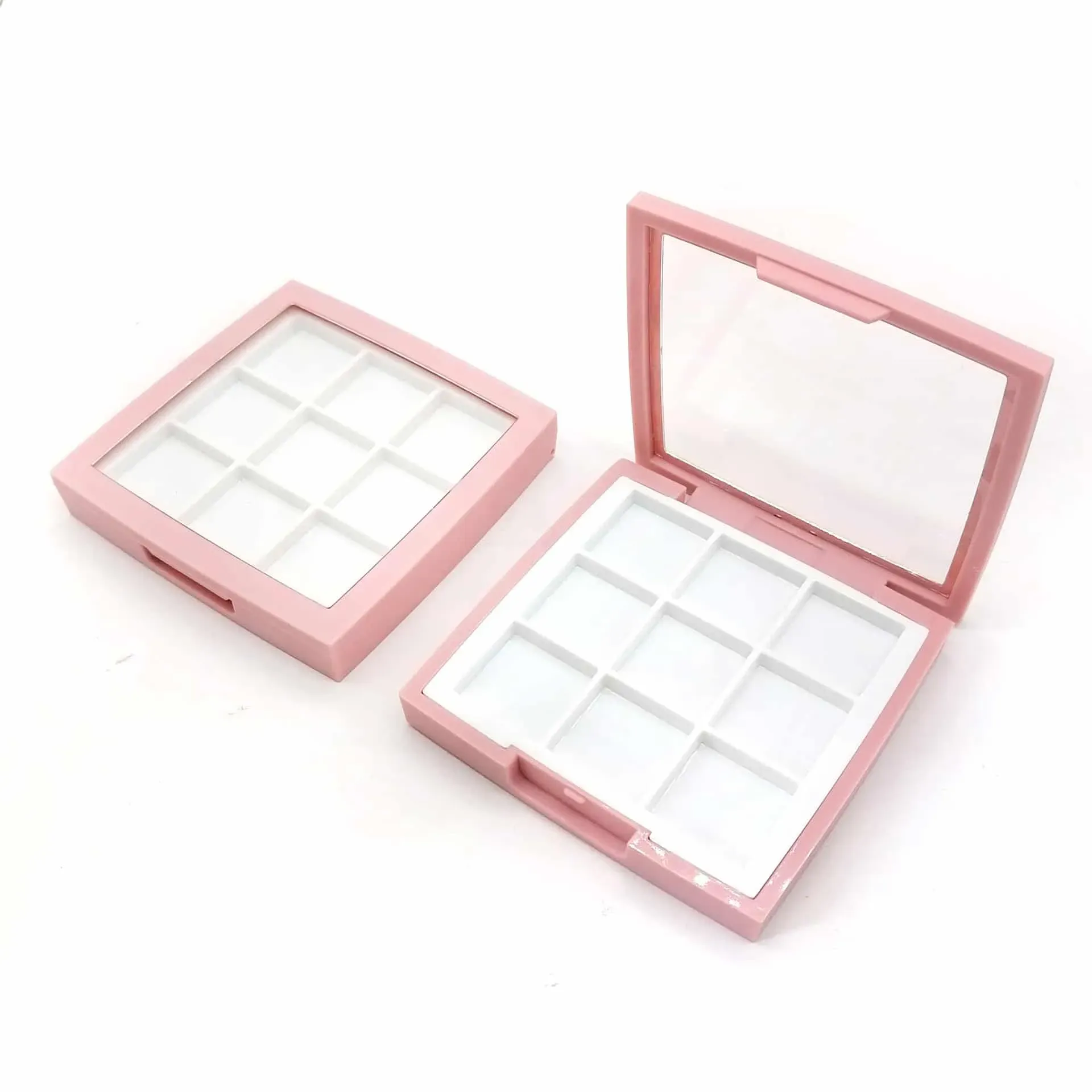 Quad Six Nine Compartment Pink Plastic Eyeshadow Palette Empty Makeup Palette Square