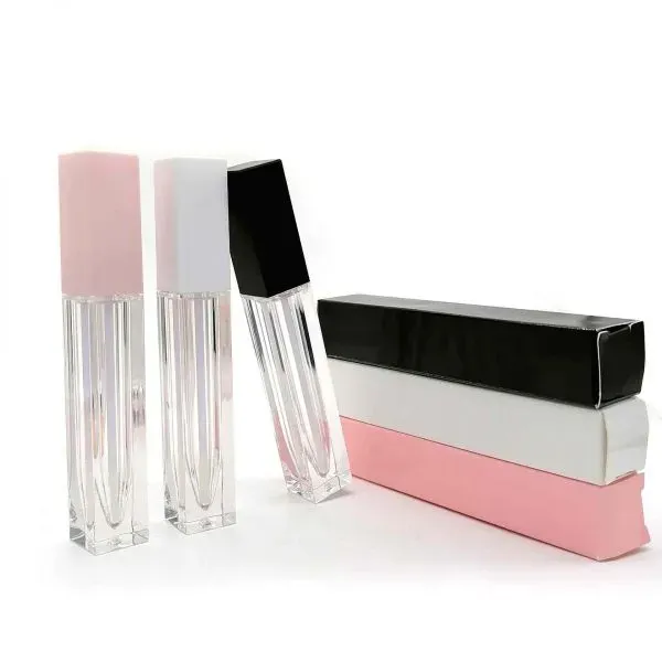 6 5ML Multicolor Plastic Square Matte Frosted Lip Gloss Empty Tube Right Angle