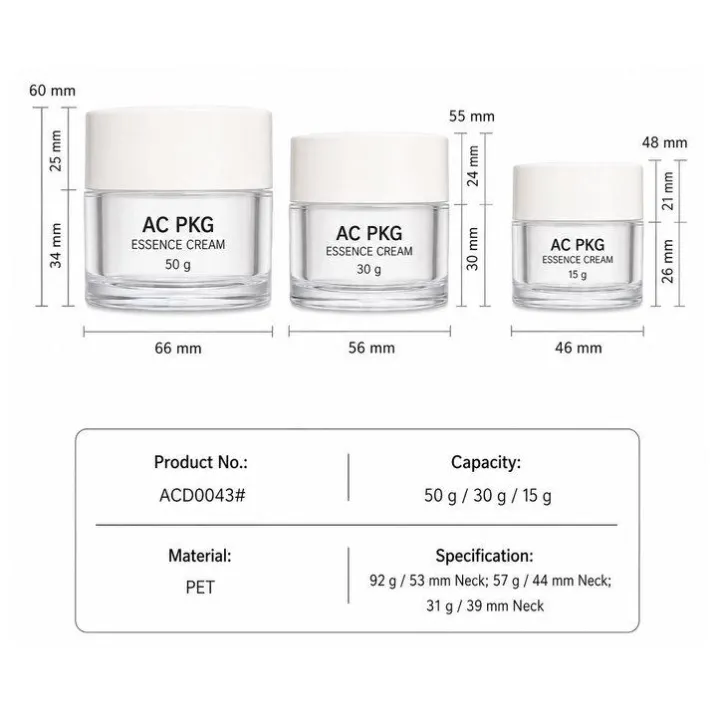 Clear 15G 30G 50G Cosmetic Cream Jars