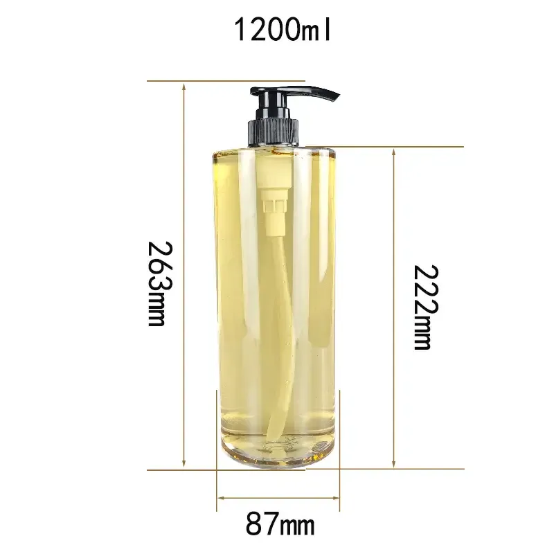 Big Size 1200ML 41OZ Clear PET Bottle Lotion Bottles Shower Gel Packaging