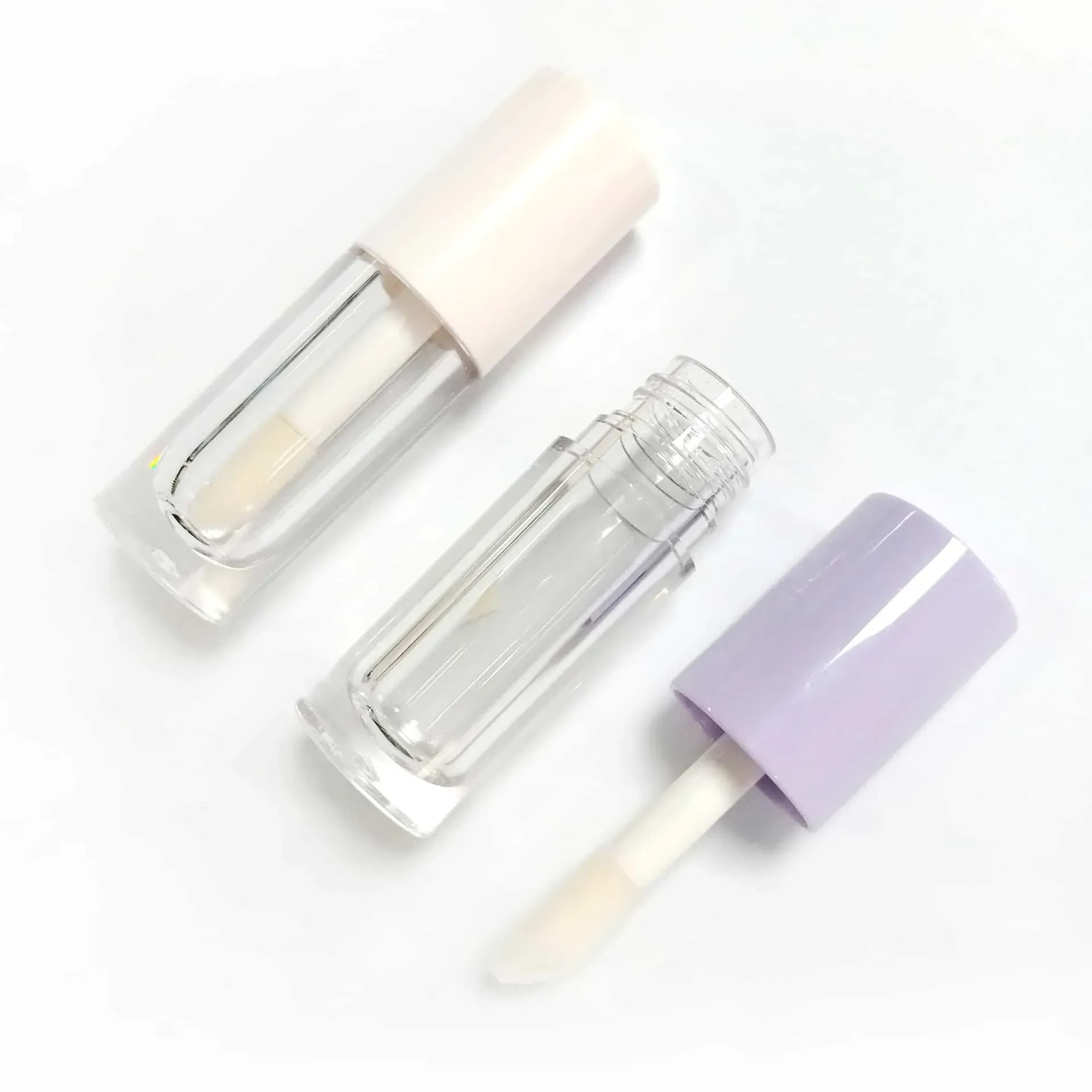 6ML Various Colors Round Plastic Lip Gloss Tubes Transparent Large Brush Head Cute Lip