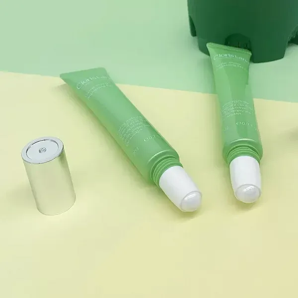 20ML Green Plastic Empty Squeeze Tube Eye Cream Packaging With Massage Ball Lip Balm
