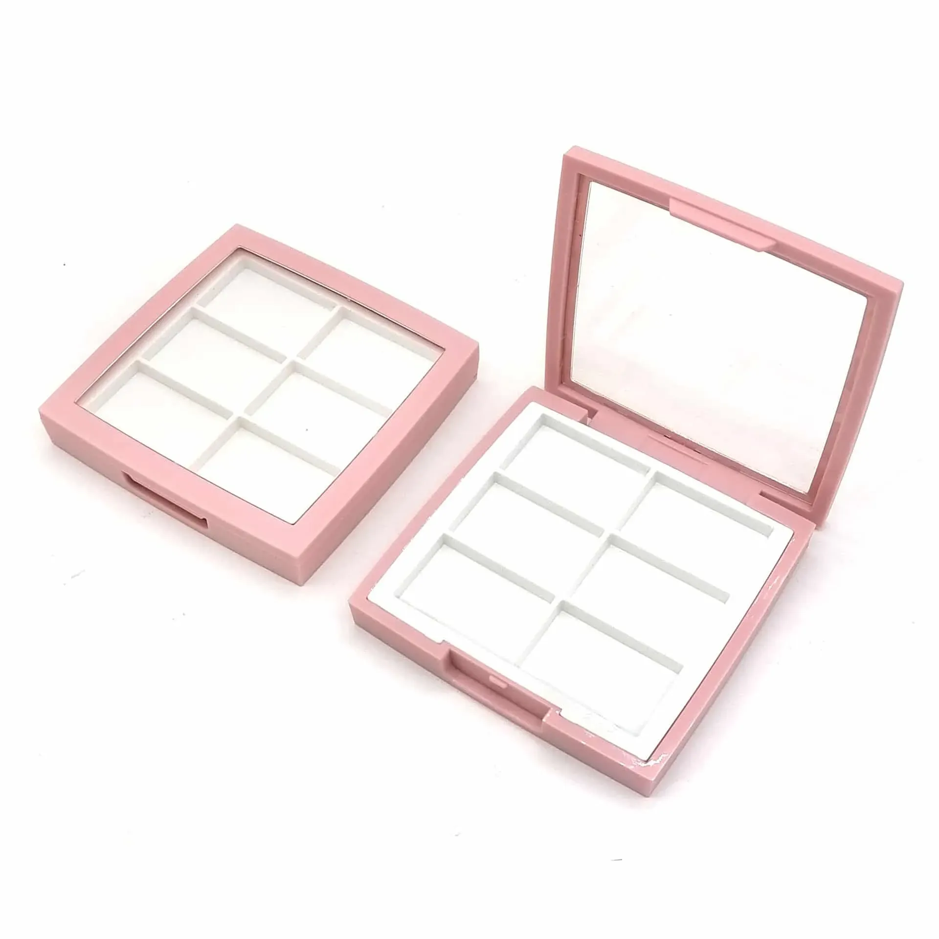 Quad Six Nine Compartment Pink Plastic Eyeshadow Palette Empty Makeup Palette Square