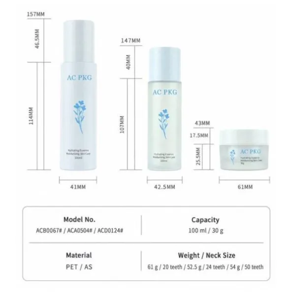 PET As Skincare Packaging Set Acb0067 Aca0504 Acd0124