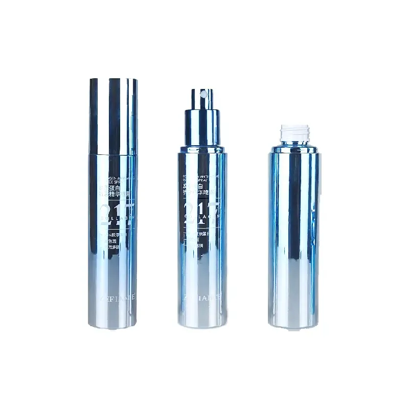 Electroplating Gold Silver Blue PET Sprayer Bottles 50ML Lotion Bottles