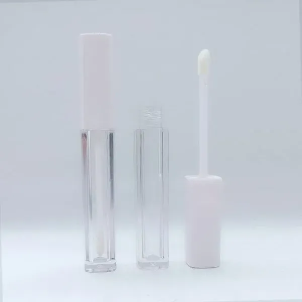 4ML White Cap Plastic Slim Lip Glaze Tube Cosmetic Lipstick Packaging Tube Round Lip