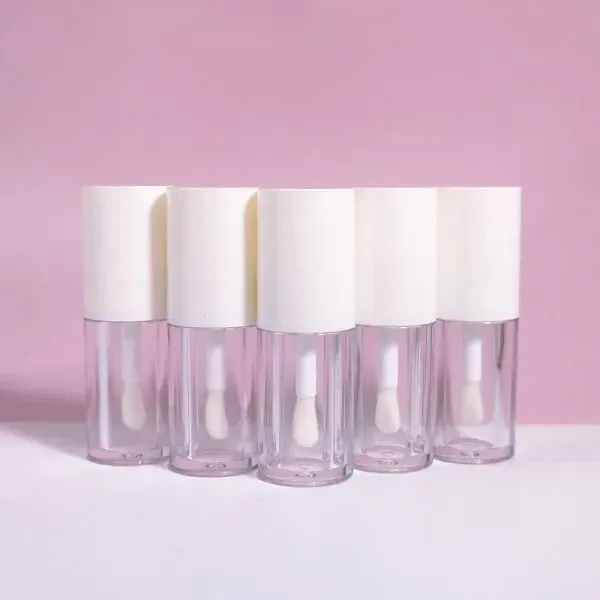 4ML Pearl White Abs Empty Lip Gloss Tubes Wholesale Round Lip Gloss Tubes Spoon Brush