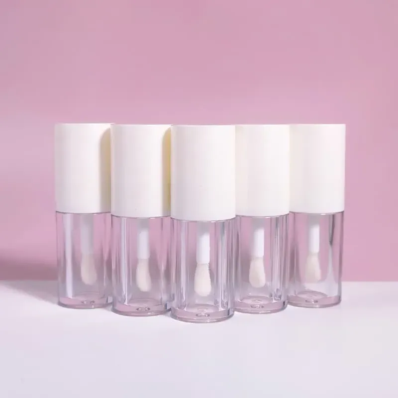 4ML Pearl White Abs Empty Lip Gloss Tubes Wholesale Round Lip Gloss Tubes Spoon Brush