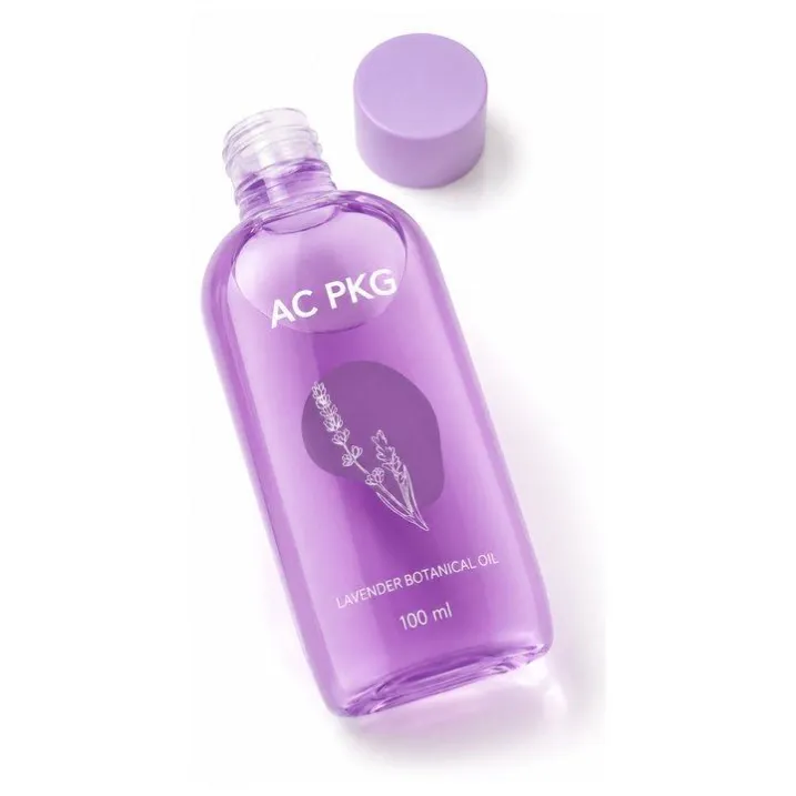 120ML Purple PET Bottle With Lavender Design For Body Oil & Skincare