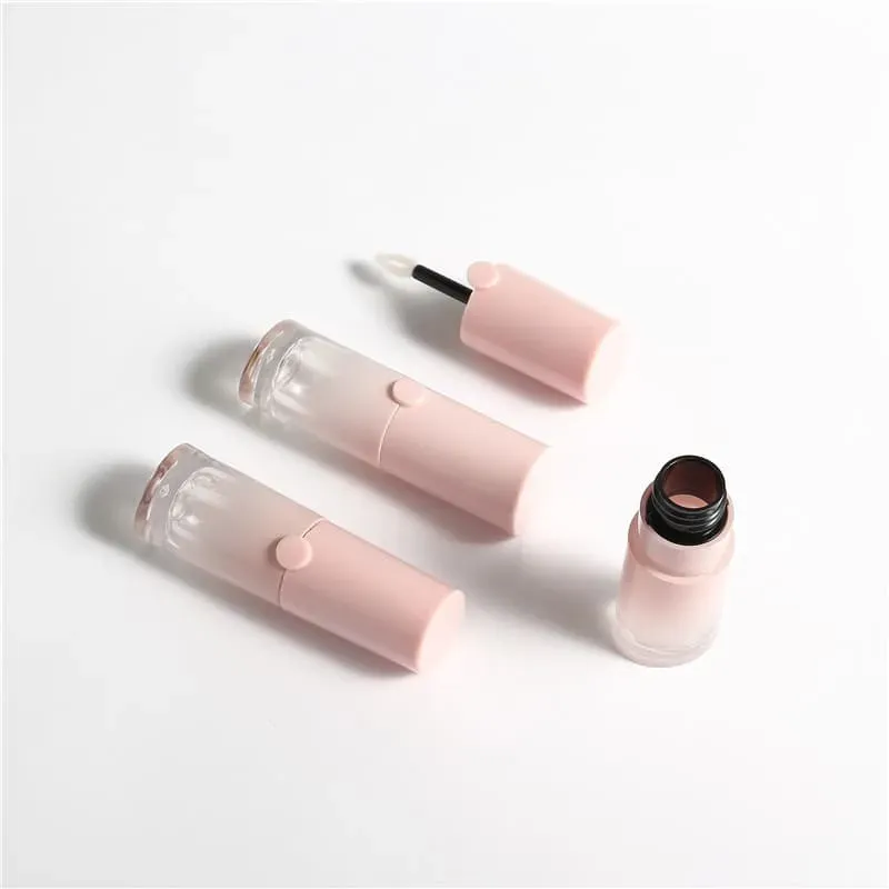 6ML Gradient Pink Plastic Lip Glaze Bottle Custom Logo Empty Lip Gloss Tube Transparent