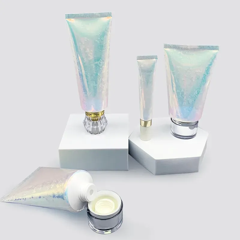 50ML 100ML 200ML Shiny Laser Plastic Cleanser Lotion Eye Cream Tube Cosmetic Squeeze