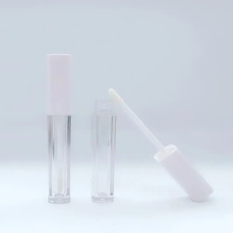 4ML White Cap Plastic Slim Lip Glaze Tube Cosmetic Lipstick Packaging Tube Round Lip