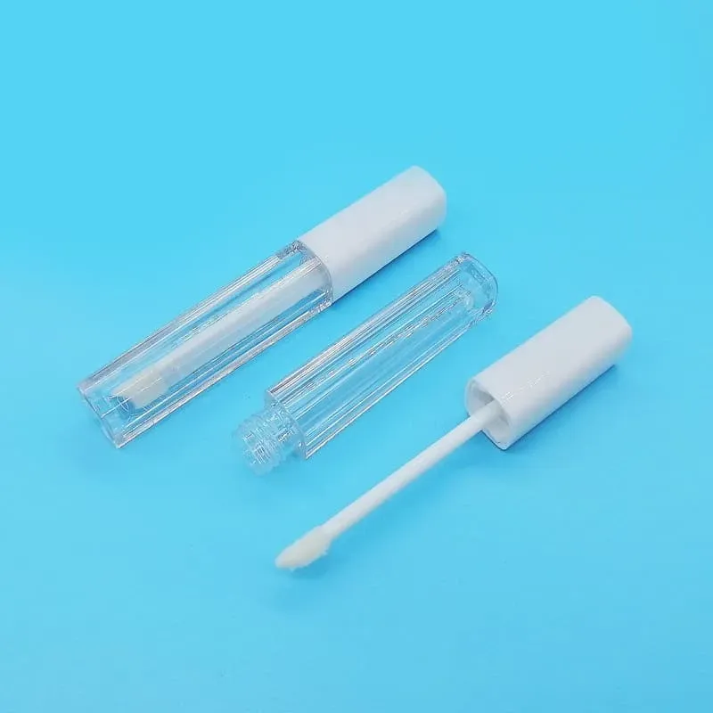 4ML White Cap Plastic Slim Lip Glaze Tube Cosmetic Lipstick Packaging Tube Round Lip