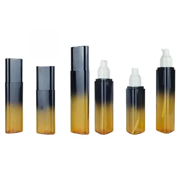 2025 New Design Custom Triangle Shape Gradient Color PET Lotion Bottles Foundation