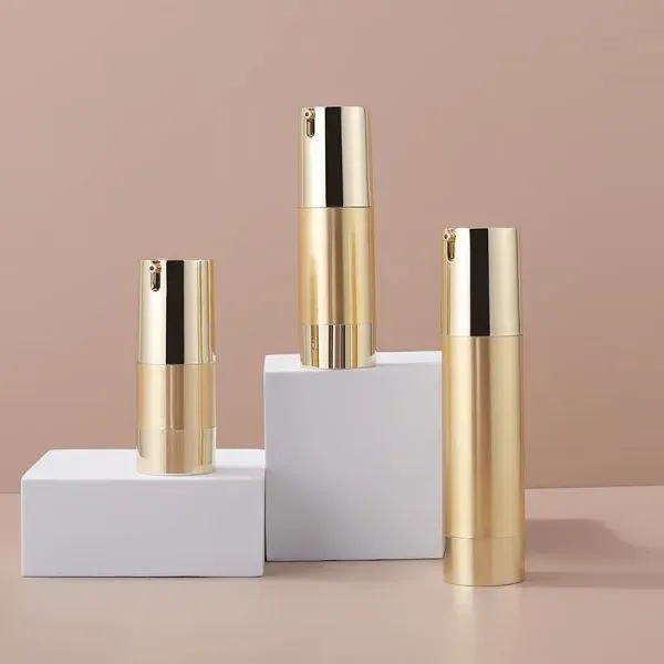 15ml30ml50ml Gold Silver Plastic Push Pump Serum Bottle Full Cover Plating U Shape