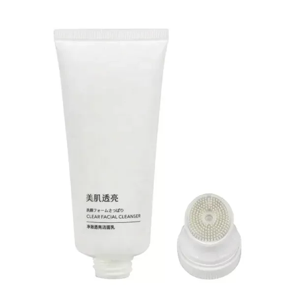 100ML White Face Wash Tube with Silicone Massage Brush