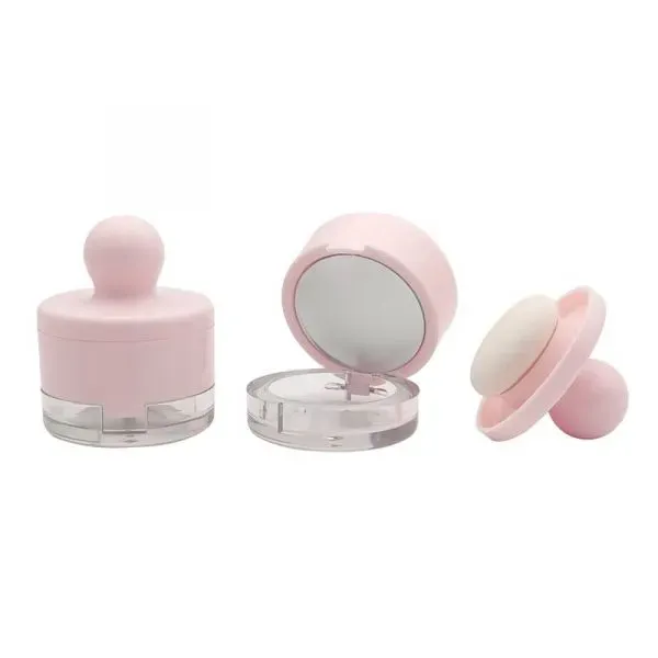 Unique Pink Plastic Air Cushion Case Blush Eyeshadow Case Flip Lid With Mirror Powder