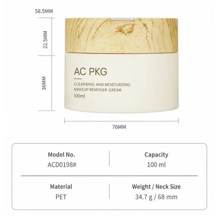 100ML Eco Friendly Cream Jar With Spoon & Wood Grain Lid